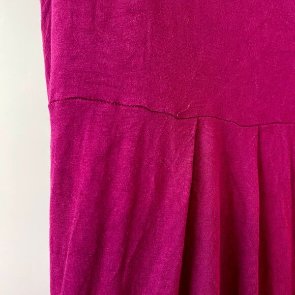 Caite Raspberry Floral Embroidery Rayon Spandex Cowl Neck Dress - Picture 9 of 12